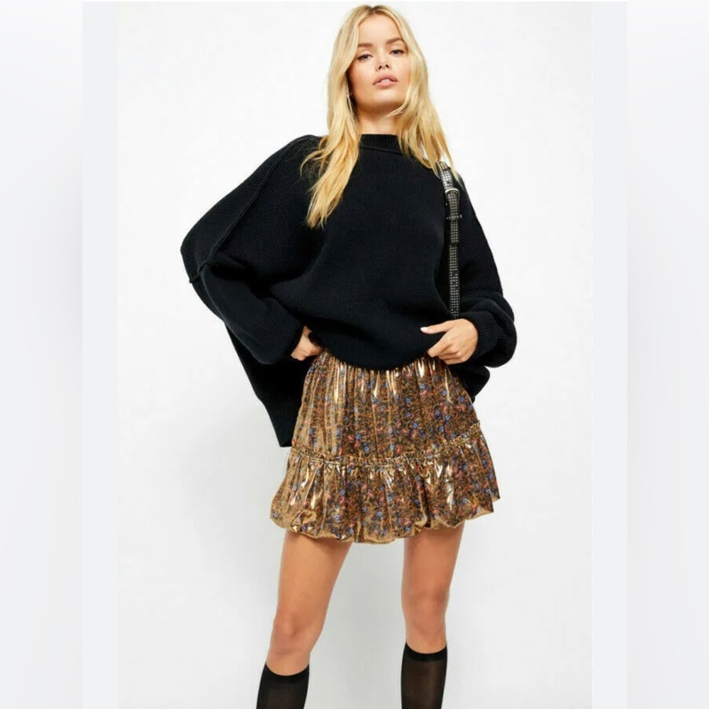 NWT Free People Metallic Floral Bubble Skirt